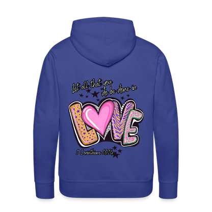1 Cor 16:14 Stars & Animal Print Premium Hoodie - royal blue