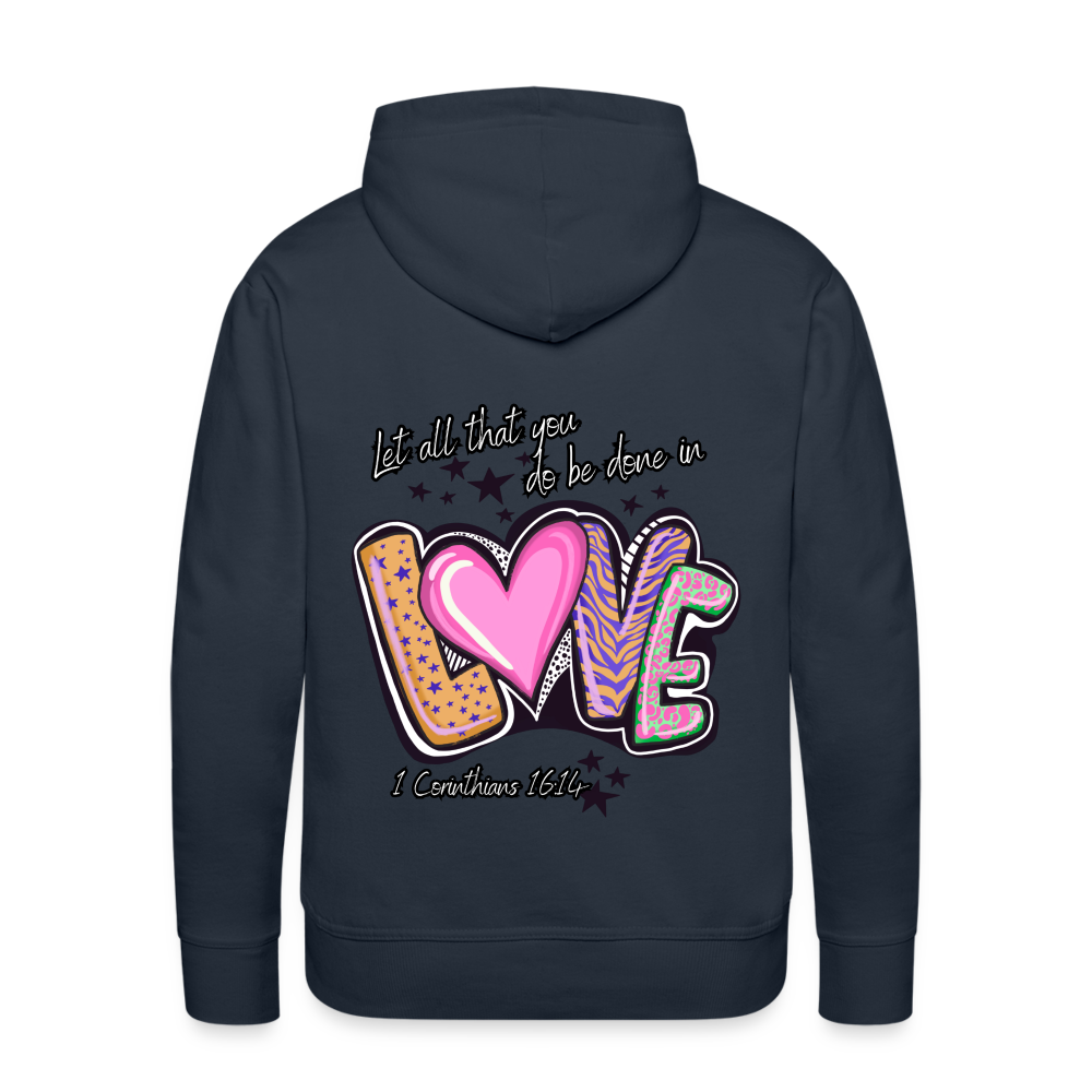 1 Cor 16:14 Stars & Animal Print Premium Hoodie - navy