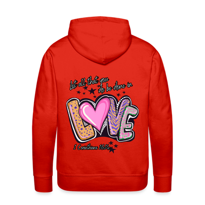 1 Cor 16:14 Stars & Animal Print Premium Hoodie - red