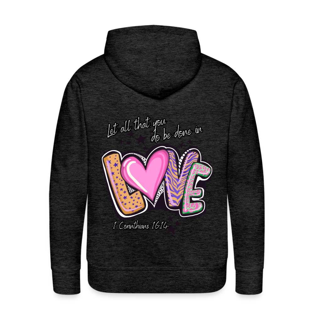 1 Cor 16:14 Stars & Animal Print Premium Hoodie - charcoal grey