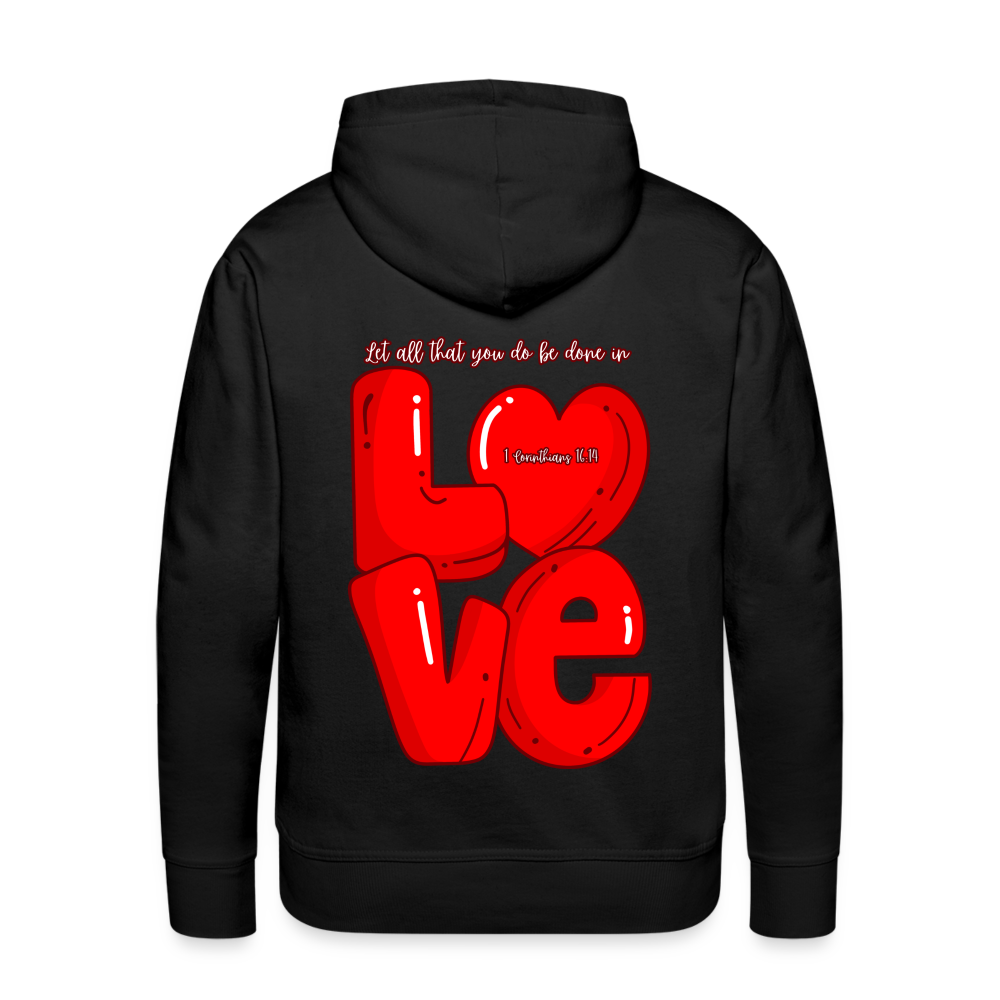 1 Cor 16:14 Red Love Letter Block Premium Hoodie - black