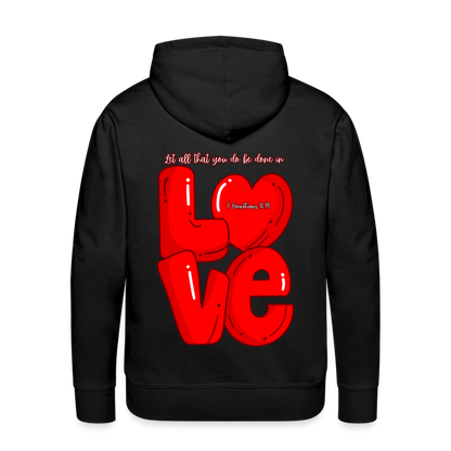 1 Cor 16:14 Red Love Letter Block Premium Hoodie - black