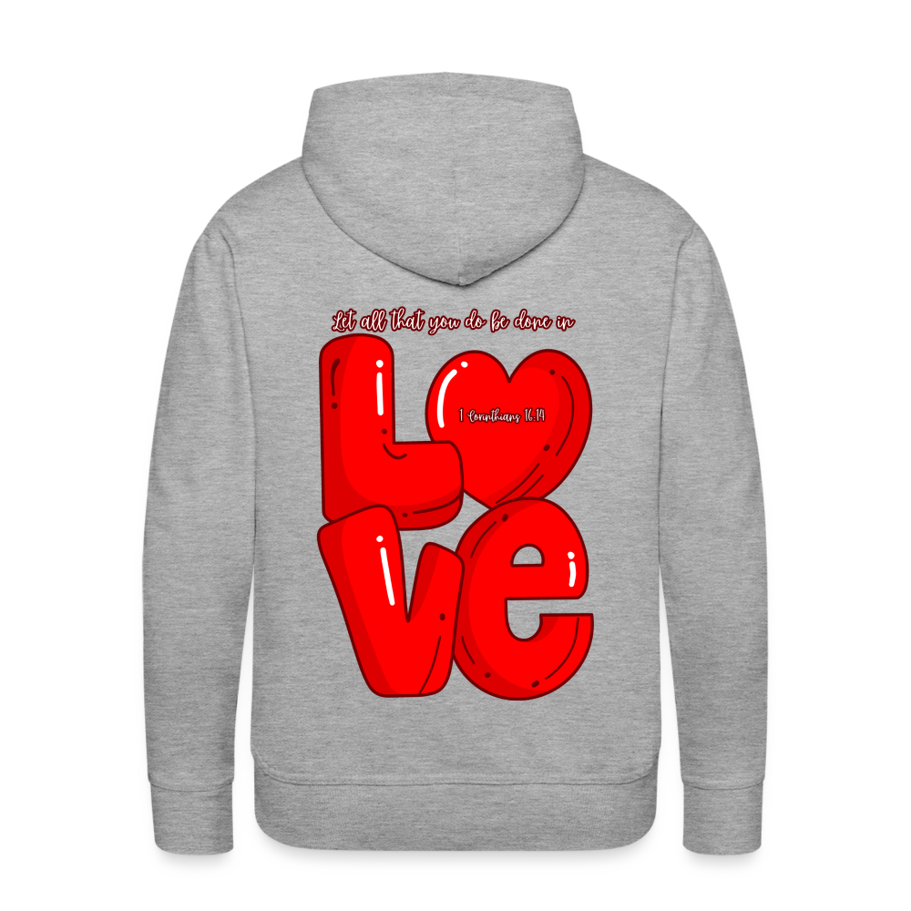 1 Cor 16:14 Red Love Letter Block Premium Hoodie - heather grey