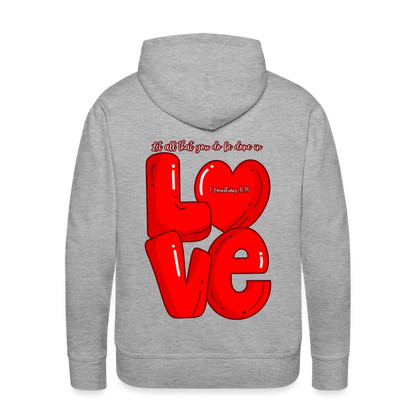 1 Cor 16:14 Red Love Letter Block Premium Hoodie - heather grey