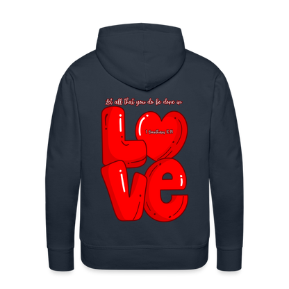 1 Cor 16:14 Red Love Letter Block Premium Hoodie - navy