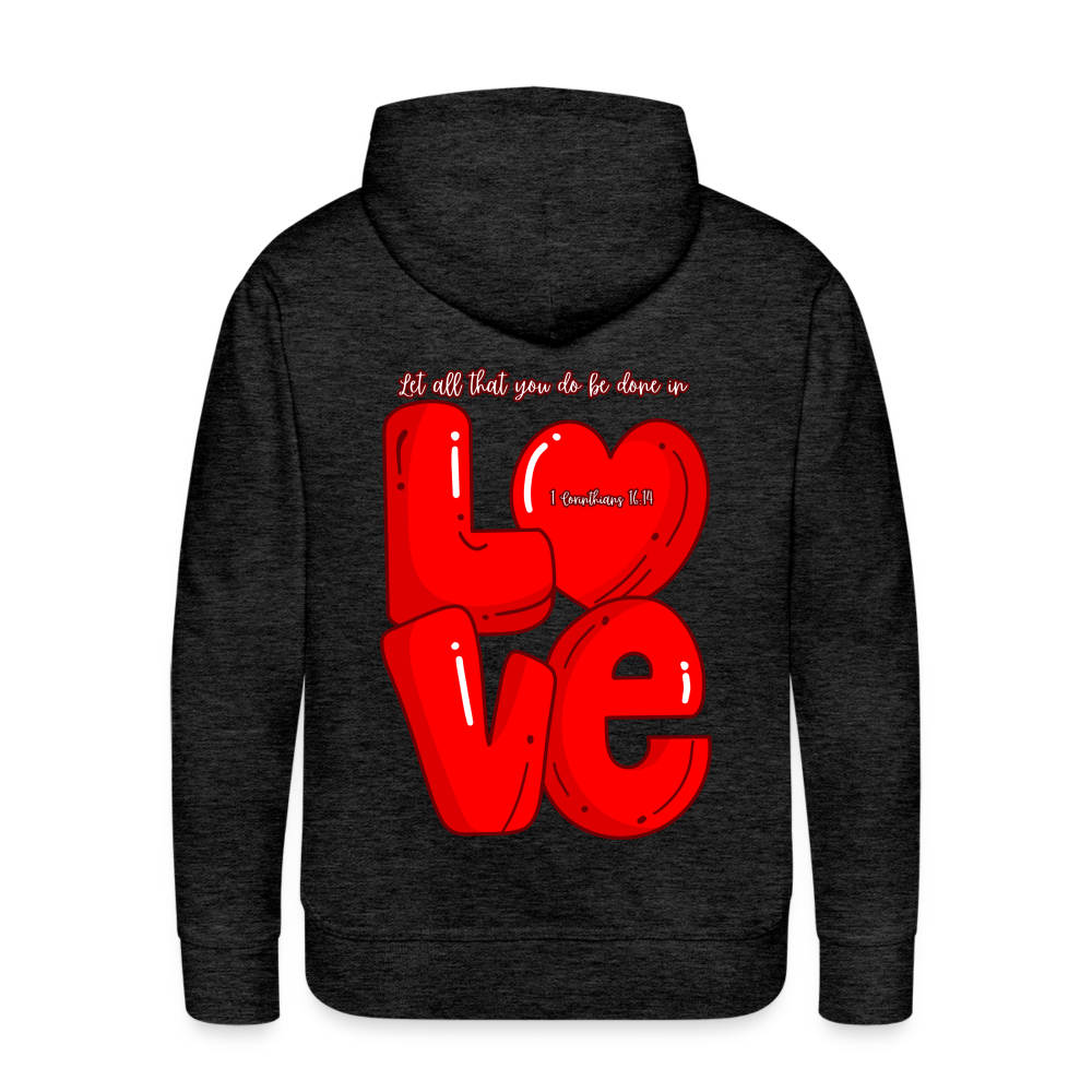 1 Cor 16:14 Red Love Letter Block Premium Hoodie - charcoal grey