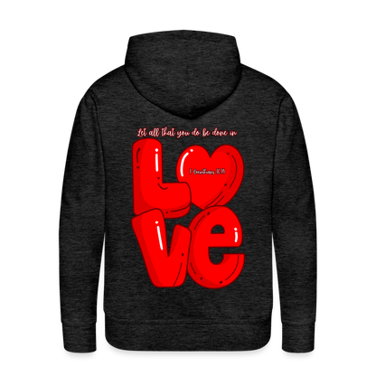 1 Cor 16:14 Red Love Letter Block Premium Hoodie - charcoal grey