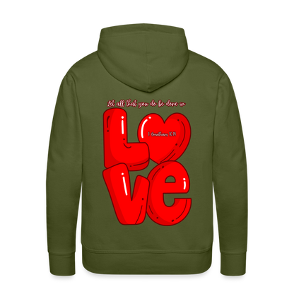 1 Cor 16:14 Red Love Letter Block Premium Hoodie - olive green