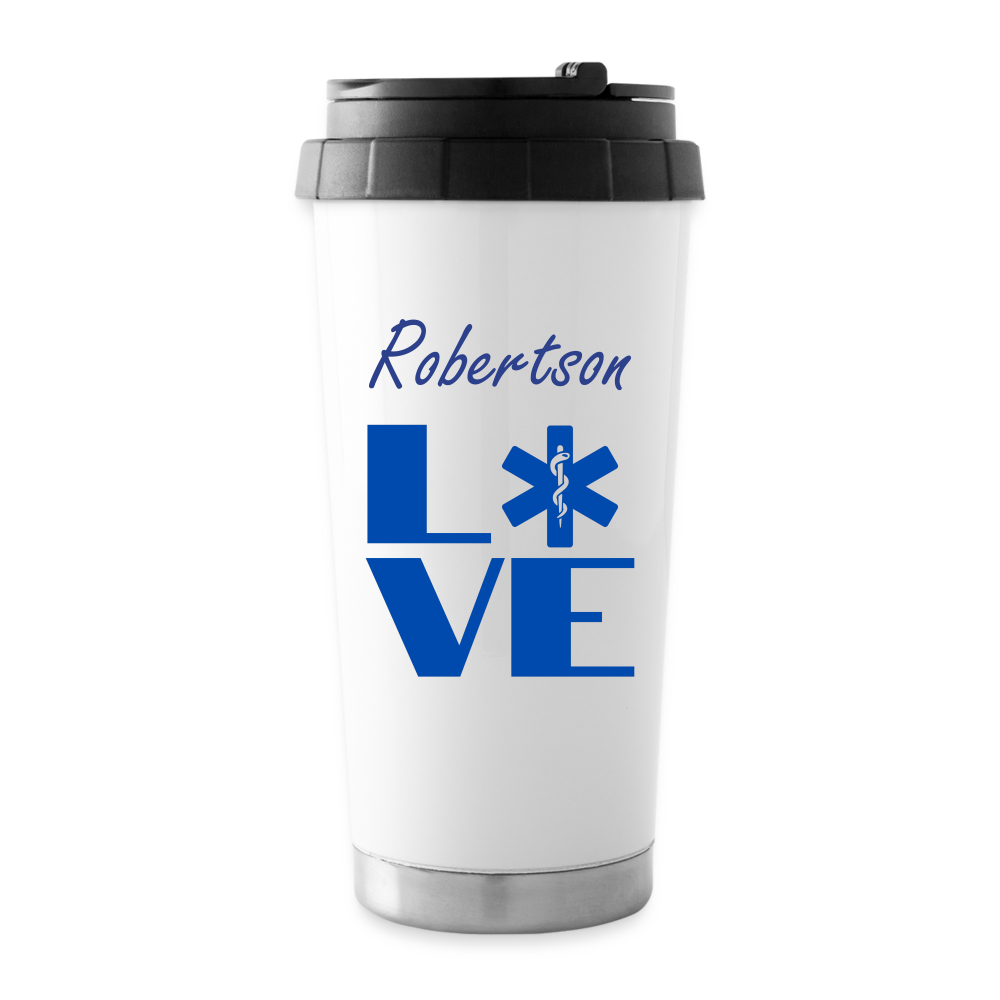 Customizable EMS LOVE Block Travel Mug - white
