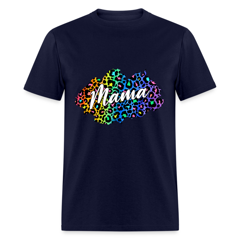 Mama Rainbow Leopard Classic T-Shirt - navy