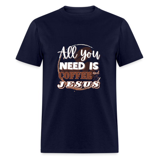 Coffee and Jesus Classic T-Shirt - navy